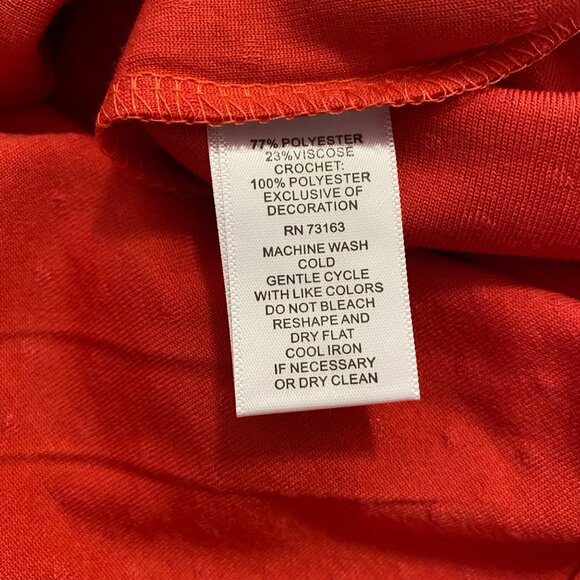 Spense Crochet Yoke Dress Womens XL Guava Ruffle Sleeve Casual Boho - Picture 5 of 9